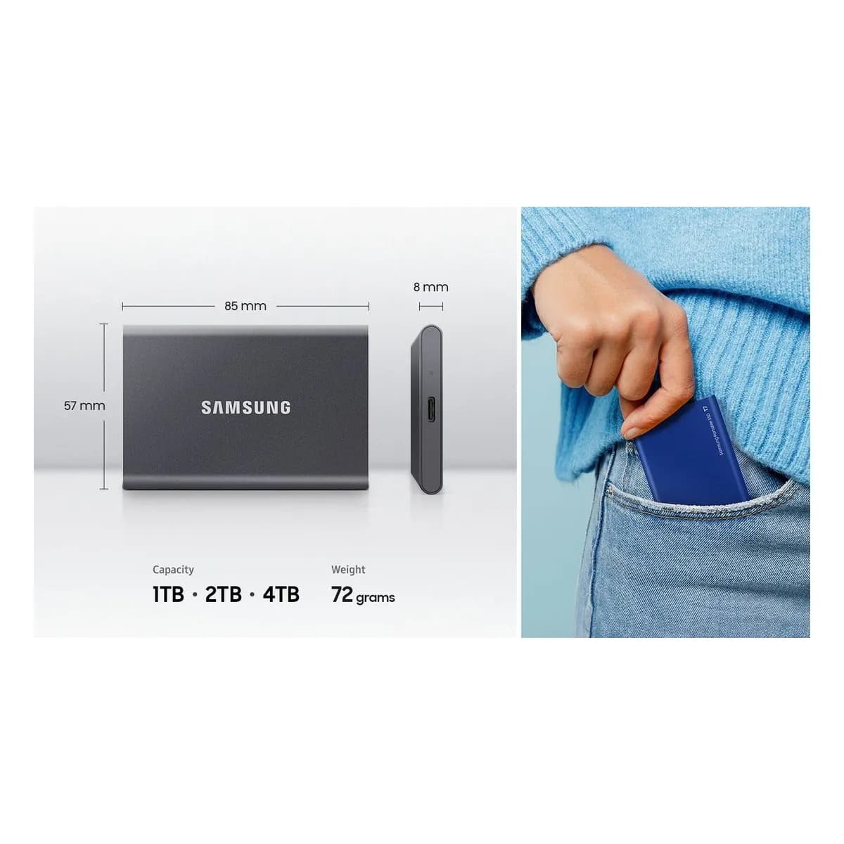 Samsung T7 Portable SSD 1TB Silver