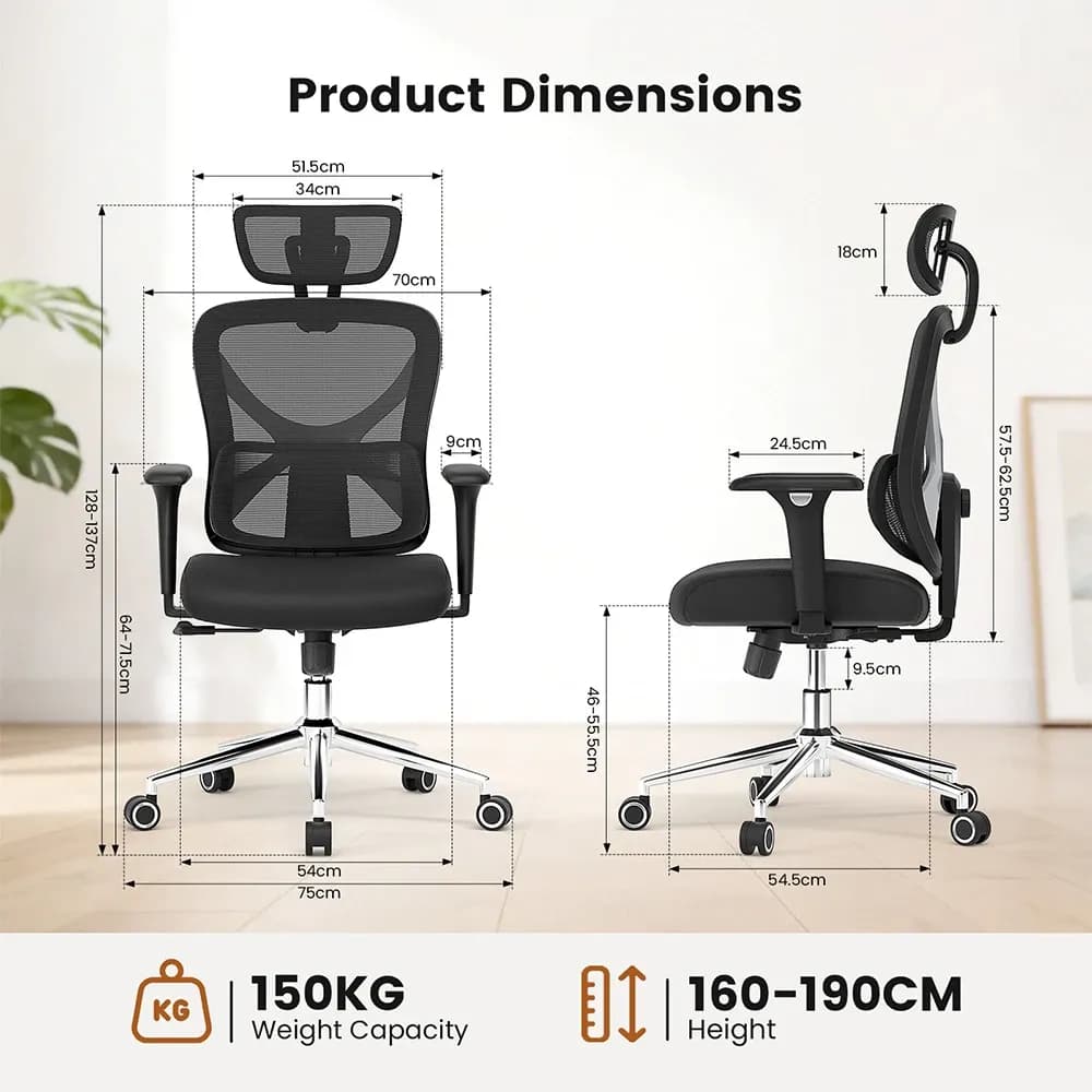 ACGAM CG-5345M Ergonomic Office Chair with 3D Armrest & Mesh Back - 4