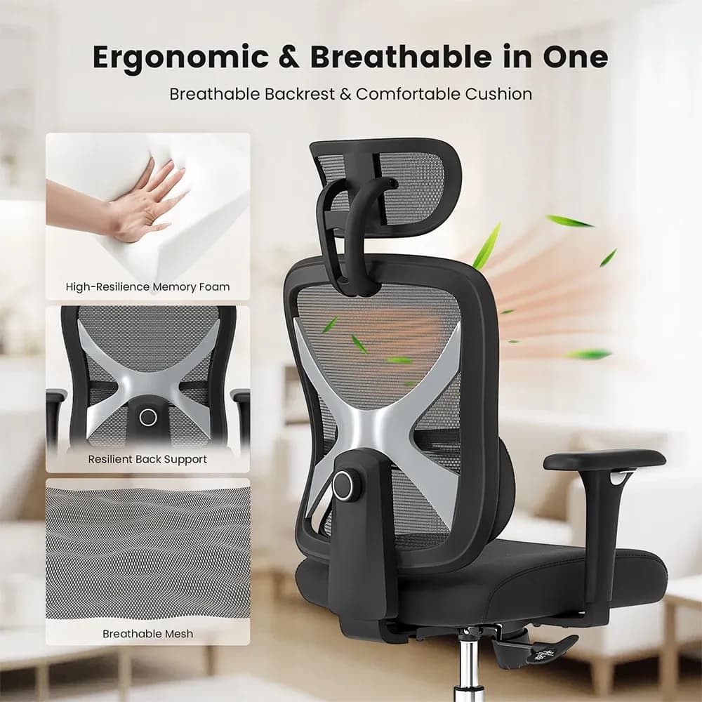 ACGAM CG-5345M Ergonomic Office Chair with 3D Armrest & Mesh Back - 6