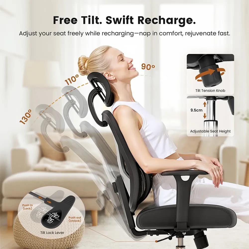 ACGAM CG-5345M Ergonomic Office Chair with 3D Armrest & Mesh Back - 7