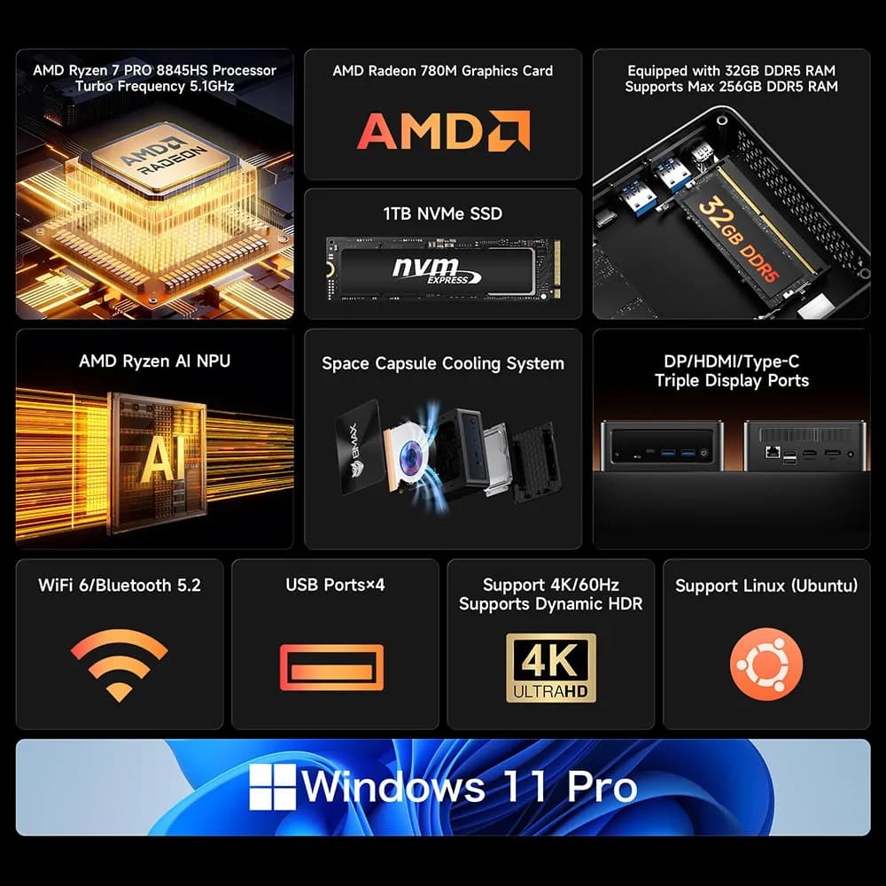 BMAX B8 A Power Mini PC 32GB/1TB - 6