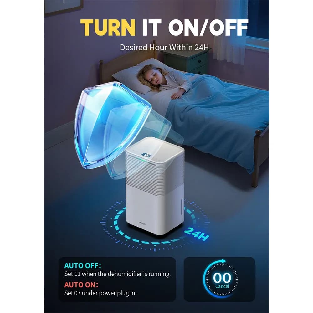 HUMILABS 12L Dehumidifier with 24H Timer - 3