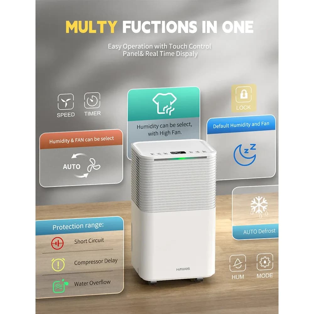 HUMILABS 12L Dehumidifier with 24H Timer - 5