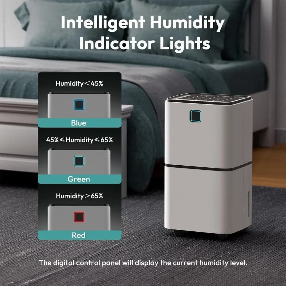 HUMILABS 12L Dehumidifier with Indicator Lights and 24H Timer - 4