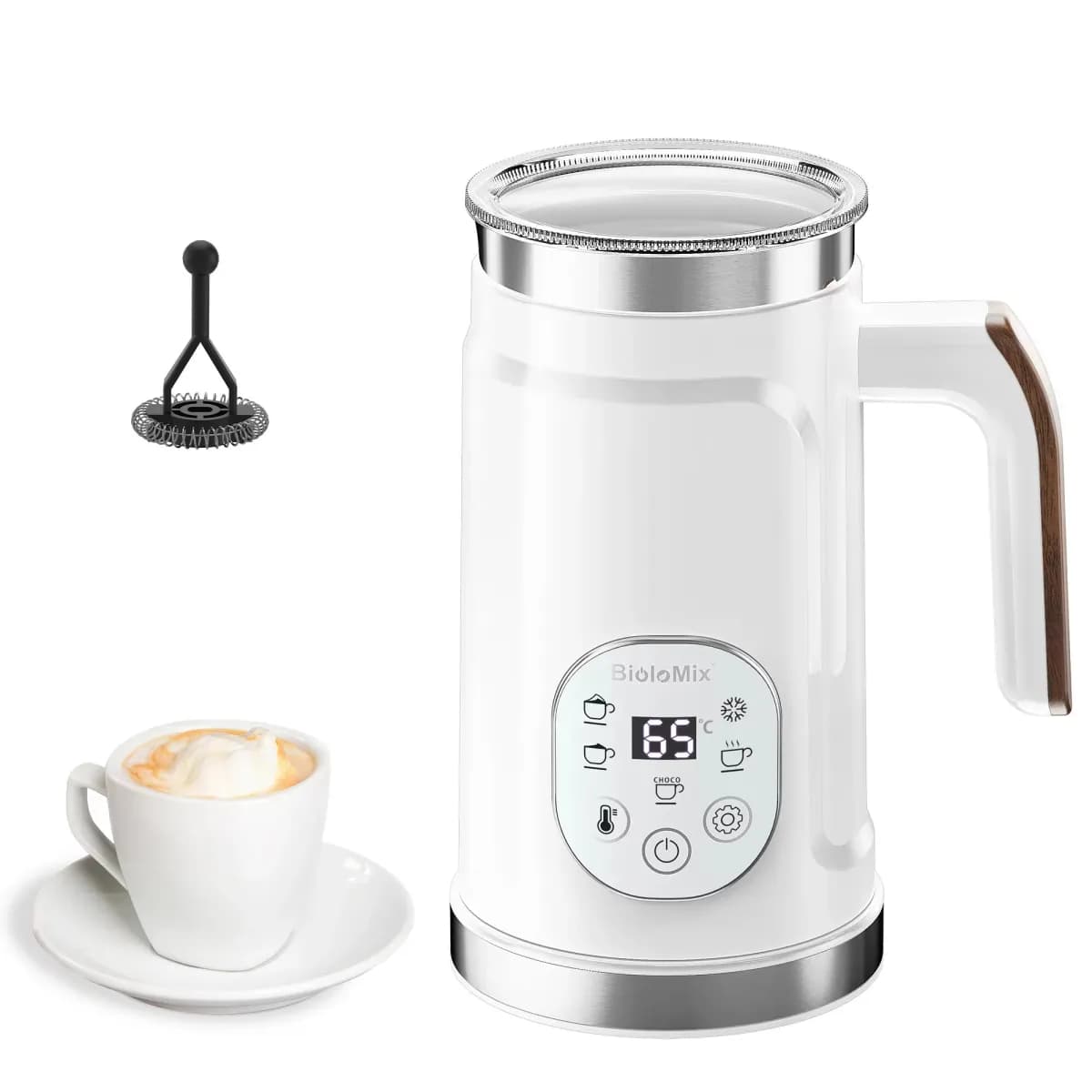 BioloMix BMF102E Upgraded 5 in 1 LED Touch Screen Milk Frother for Lattes and Coffee Hot And Cold Foam Maker - 2