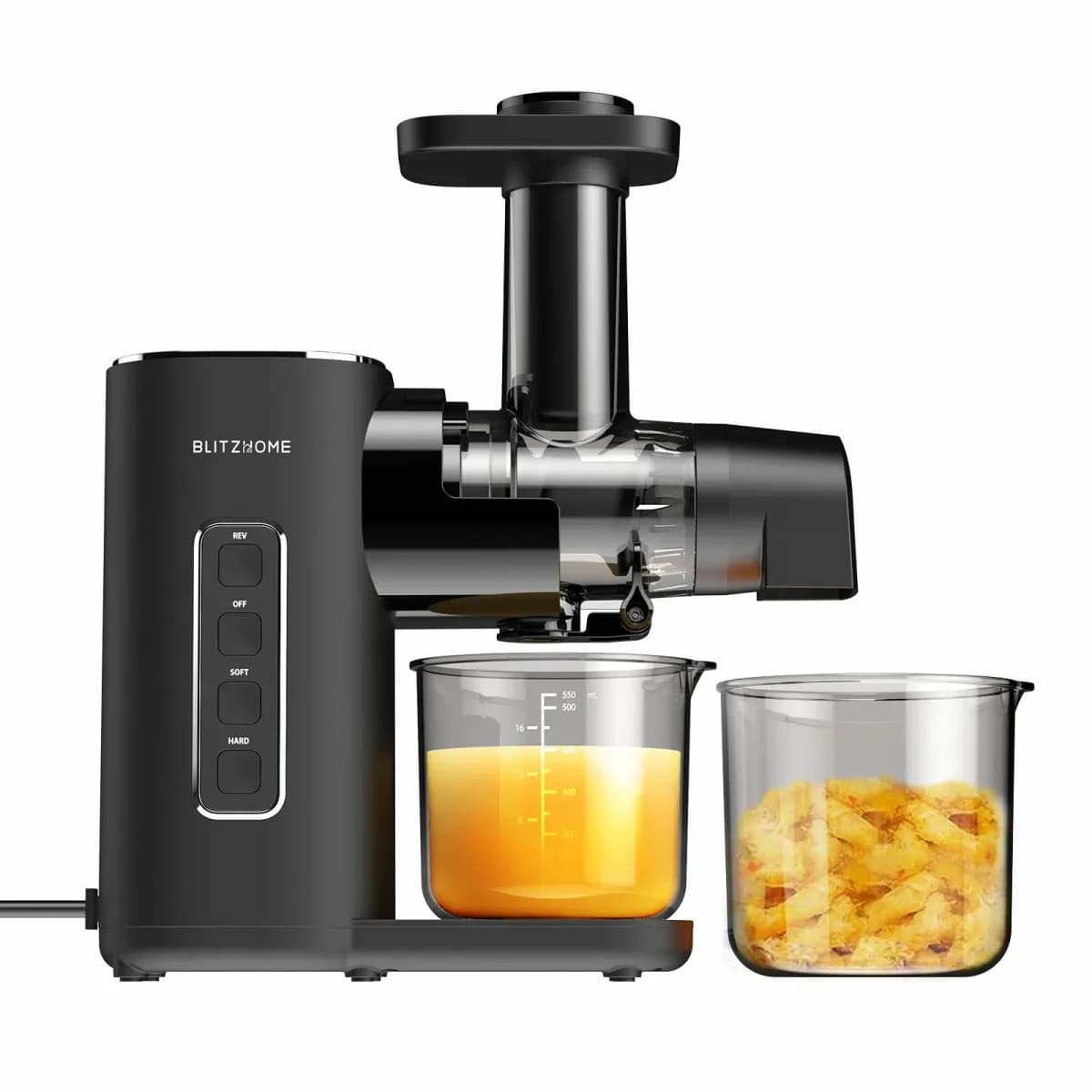 BlitzHome BH JC01 Cold Press Juicer Machines 2 Speed Modes Slow Masticating Juicer for Vegetable and Fruit with Quiet Motor or Reverse Function or Wide 1.73 inch Feed Port Easy to Clean