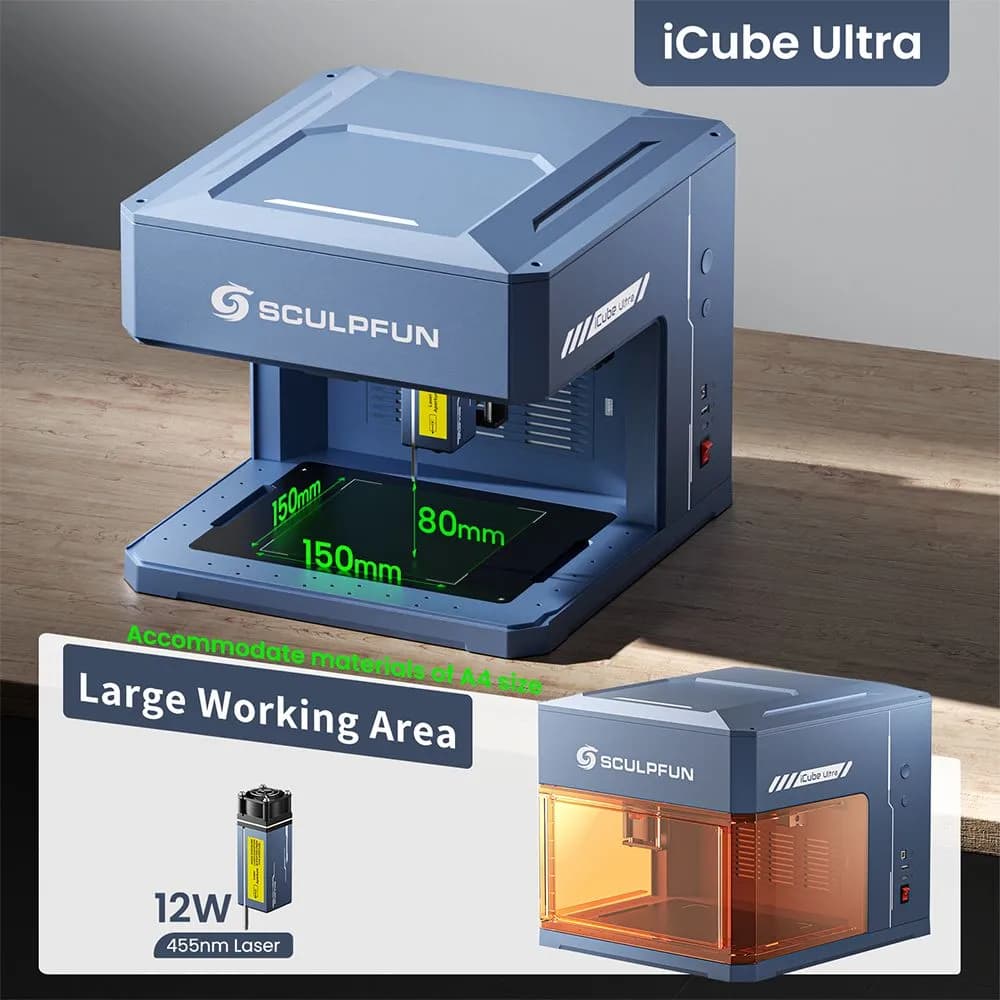 SCULPFUN iCube Ultra 12W Laser Engraver - 8